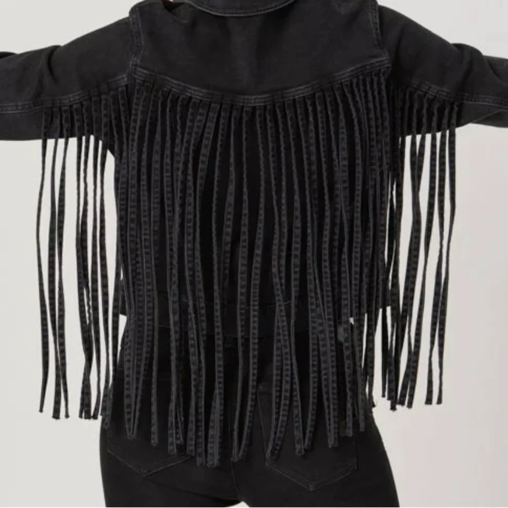 NWT MAVI Fringe Black Denim Jacket - Picture 3 of 10